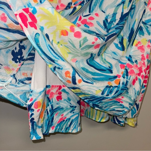 Lilly Pulitzer Bellamie Dress Women’s Size Small Blue Floral Cold Shoulder Swing - Picture 13 of 16